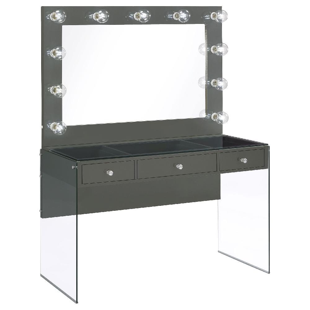 coaster Afshan 3-drawer Vanity Set with Lighting Grey High Gloss