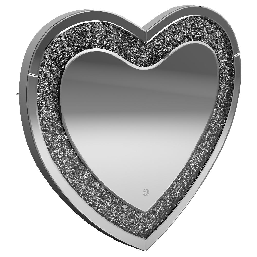 Coaster Aiko 36 X 30 Inch Heart Shaped LED Light Wall Mirror Silver