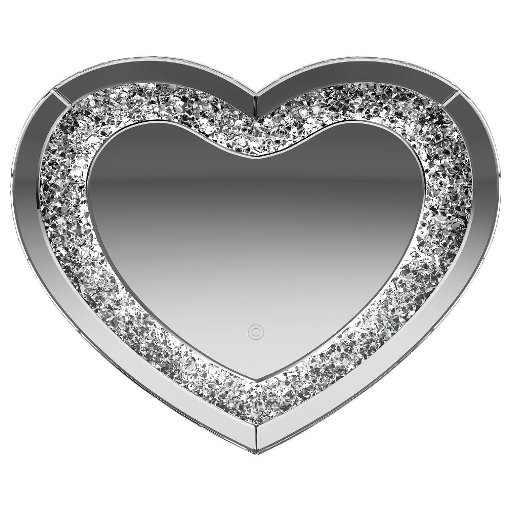 Coaster Aiko 36 X 30 Inch Heart Shaped LED Light Wall Mirror Silver