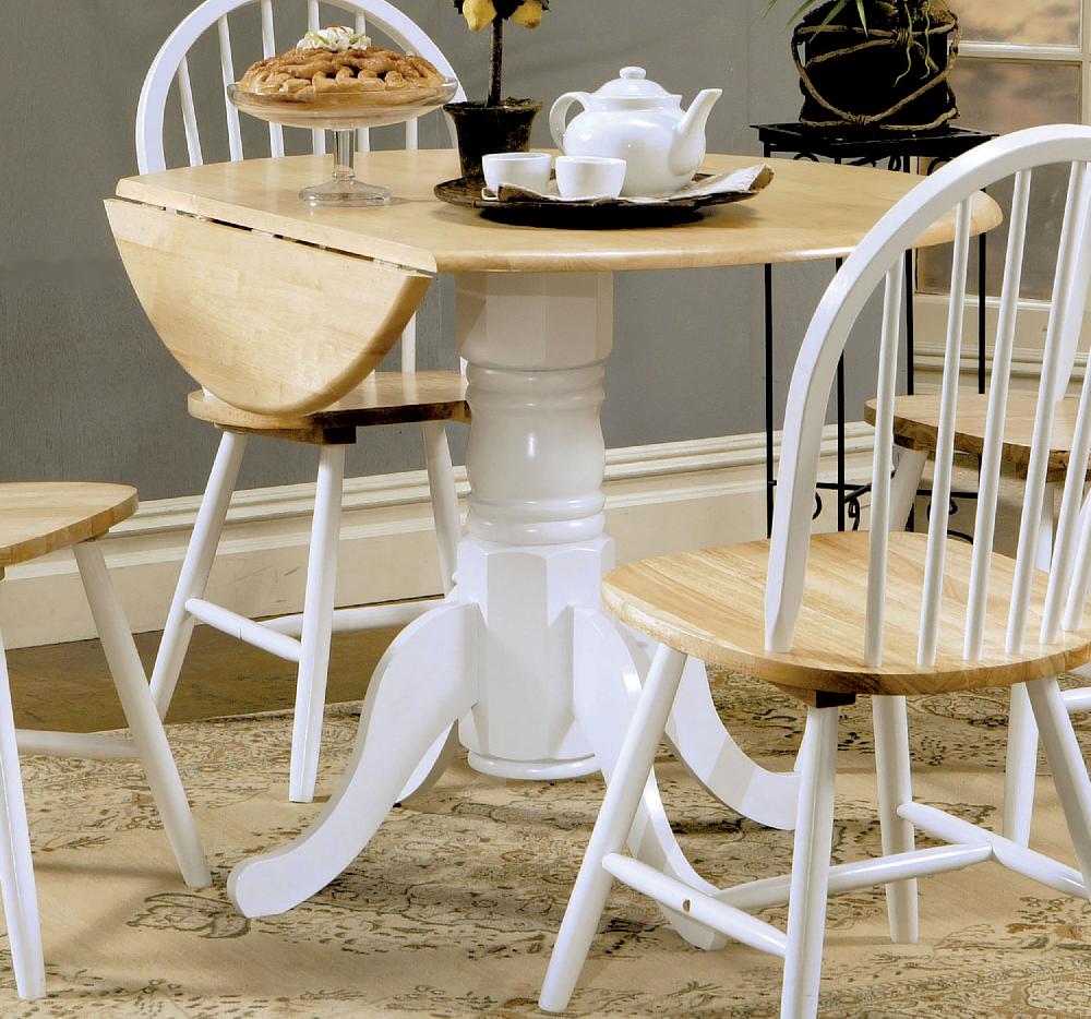 Coaster Allison Round 40-inch Drop Leaf Extension Dining Table White
