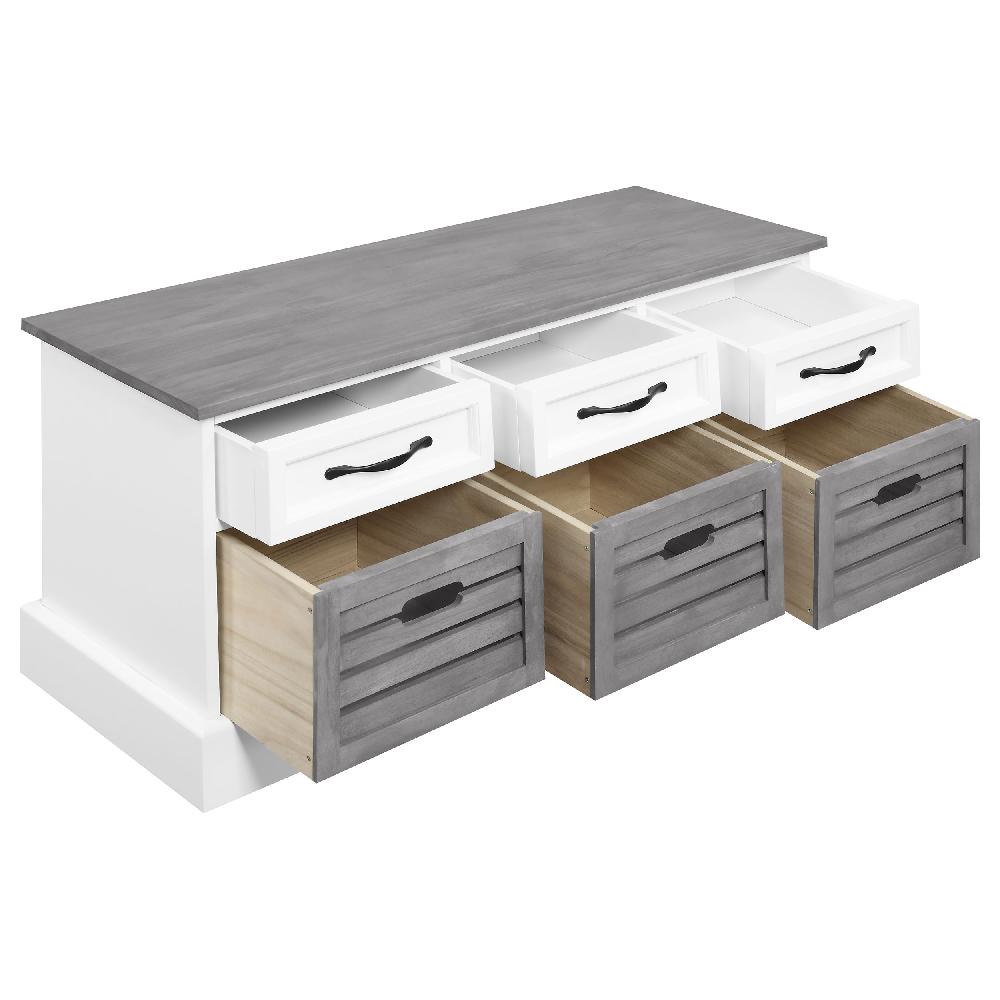 Coaster Alma 3-drawer Storage Bench White And Weathered Grey