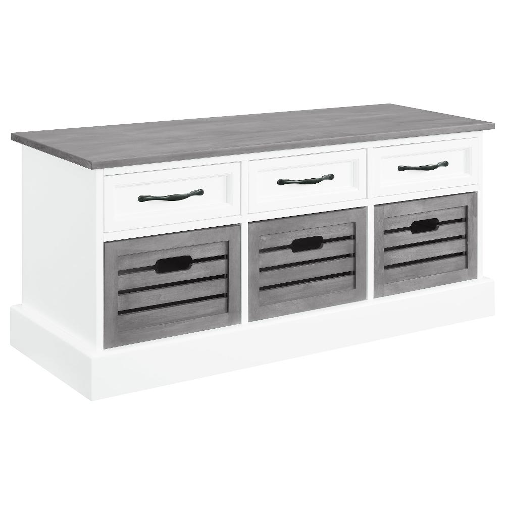 coaster Alma 3-drawer Storage Bench White and Weathered Grey