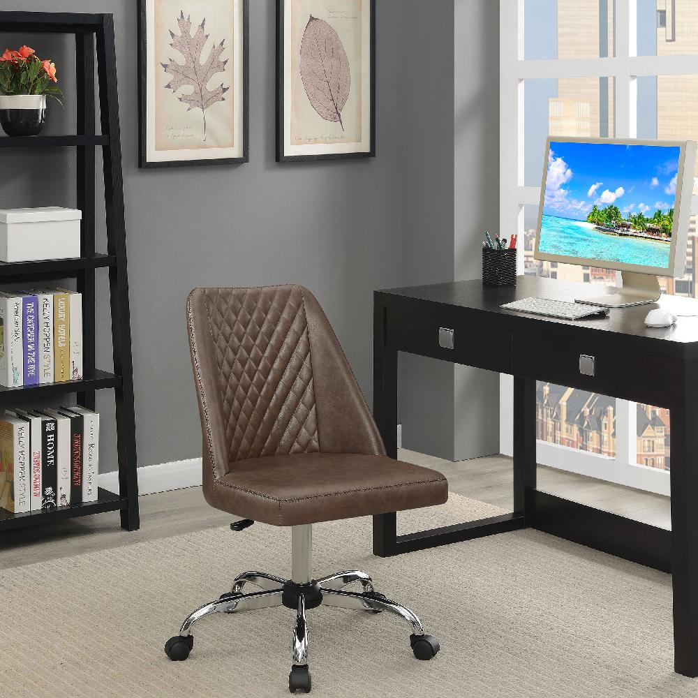 Coaster Althea Upholstered Adjustable Home Office Desk Chair Brown