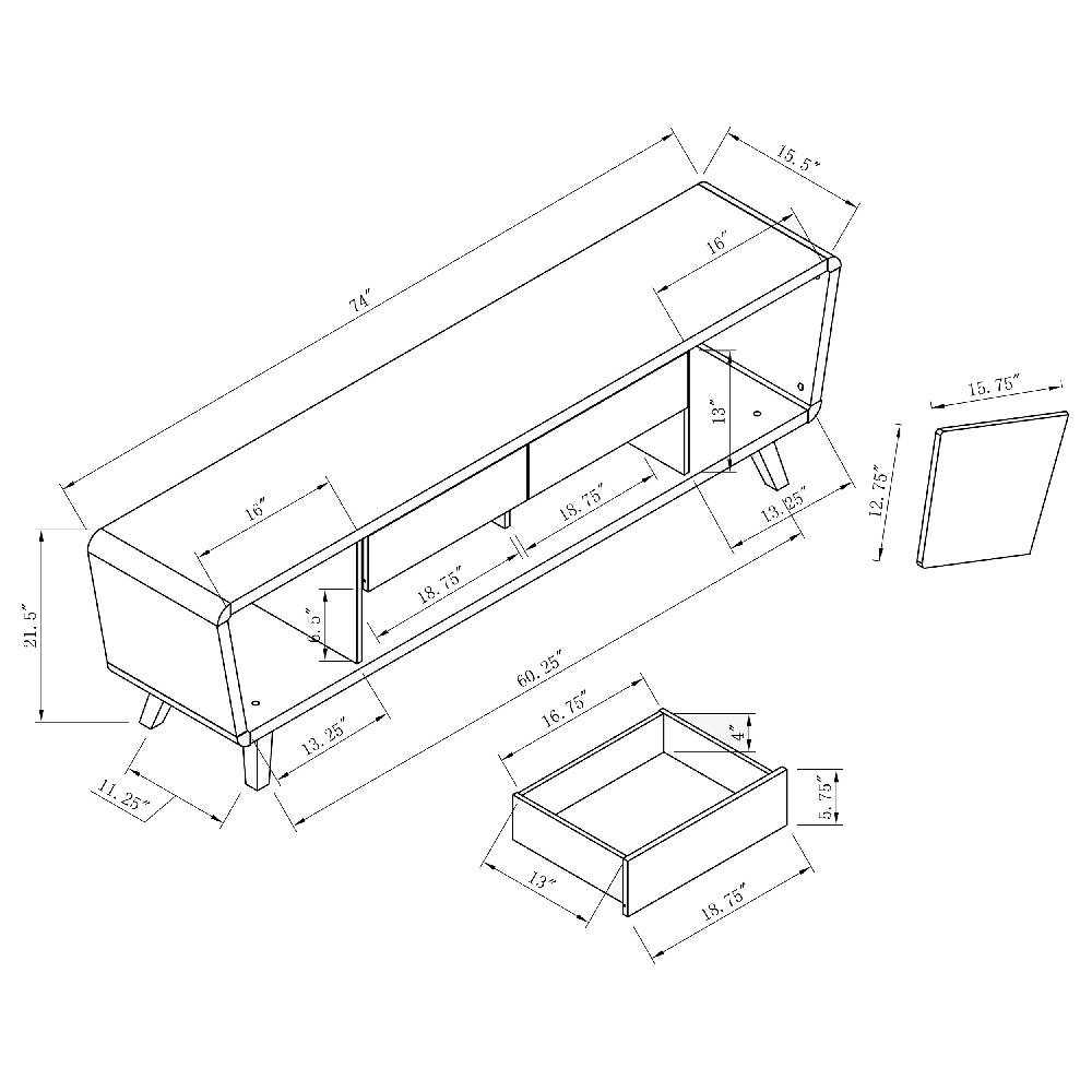 Coaster Alvin 2-door Engineered Wood 74-inch TV Stand Dark Walnut