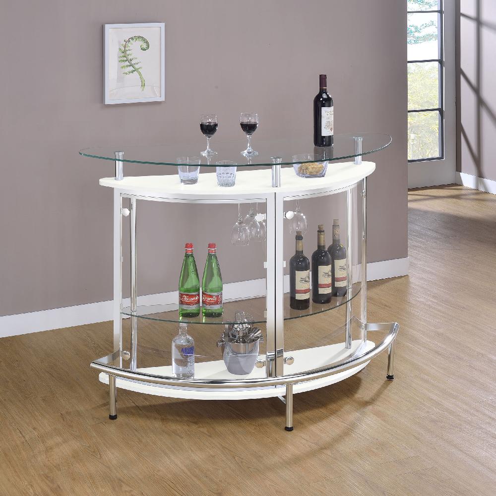 Coaster Amarillo Freestanding Glass Top Home Bar Wine Cabinet White