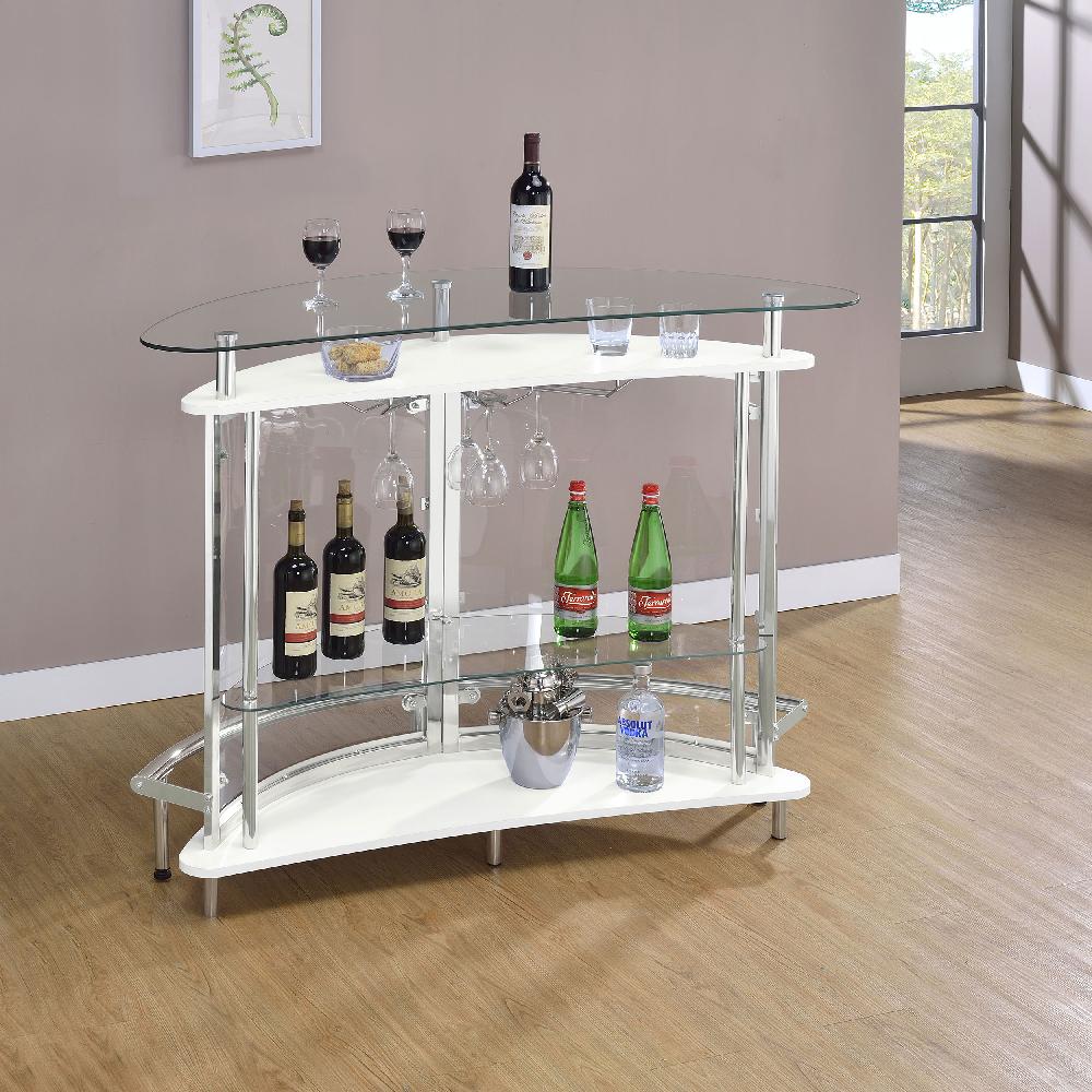 Coaster Amarillo Freestanding Glass Top Home Bar Wine Cabinet White