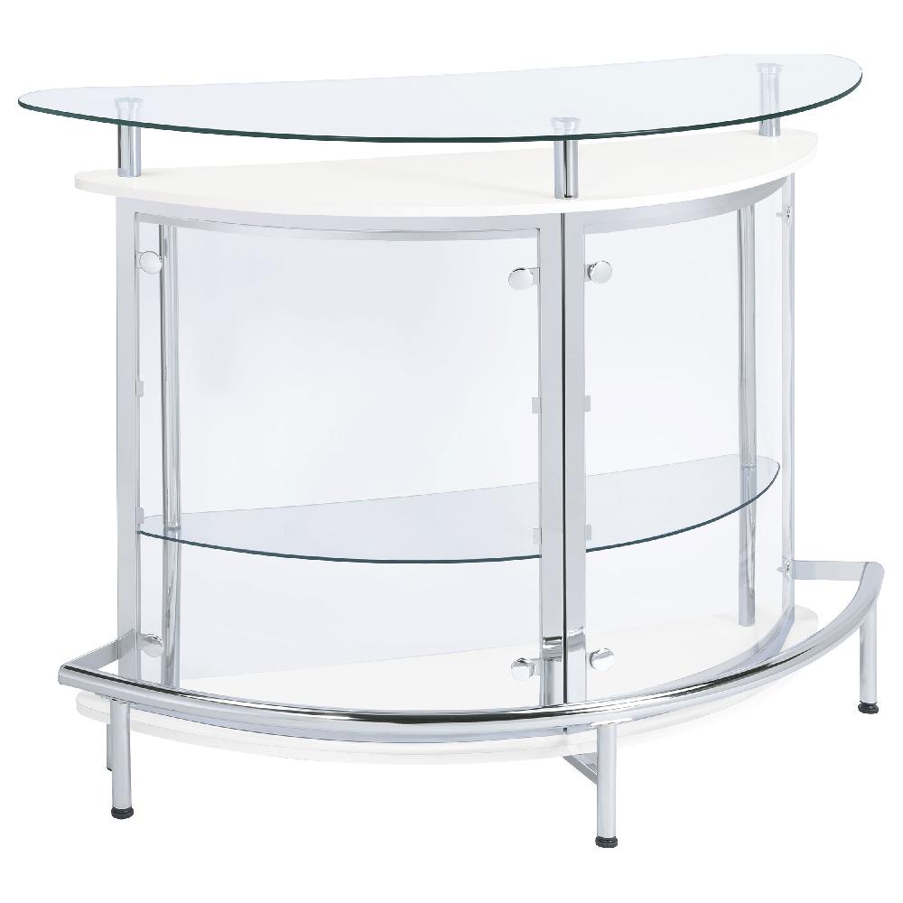 coaster Amarillo Freestanding Glass Top Home Bar Wine Cabinet White