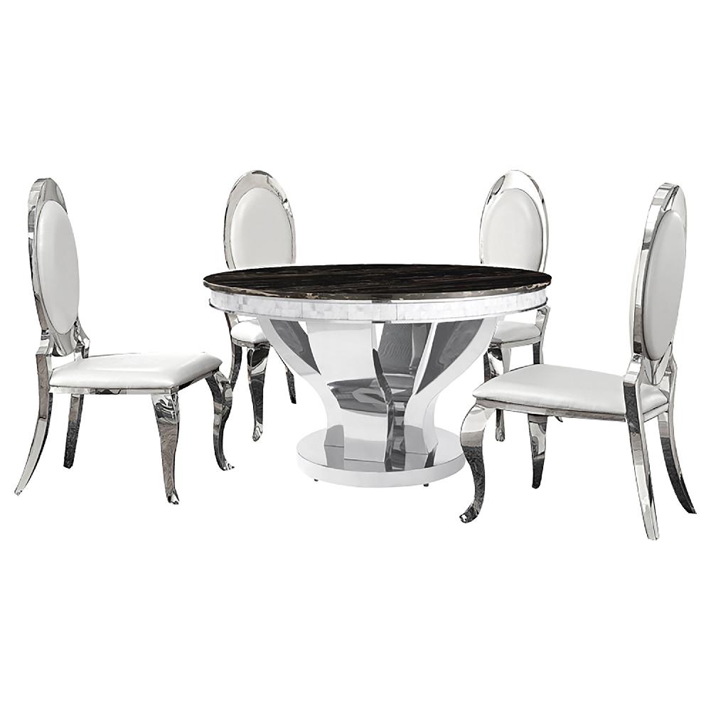 Coaster Anchorage 5-piece Round Stainless Steel Dining Set Chrome