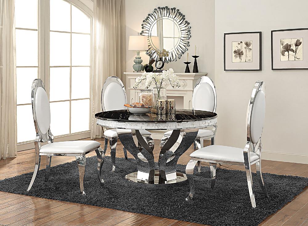 coaster Anchorage 5-piece Round Stainless Steel Dining Set Chrome