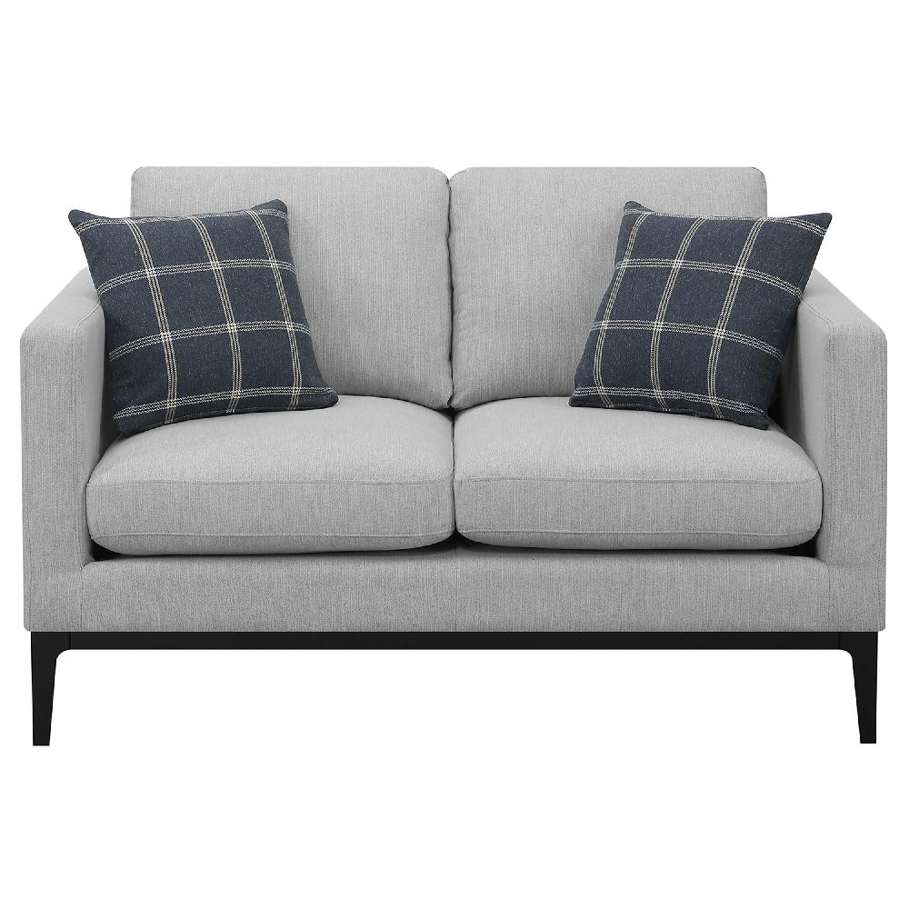 Coaster Apperson Upholstered Track Arm Loveseat Light Grey