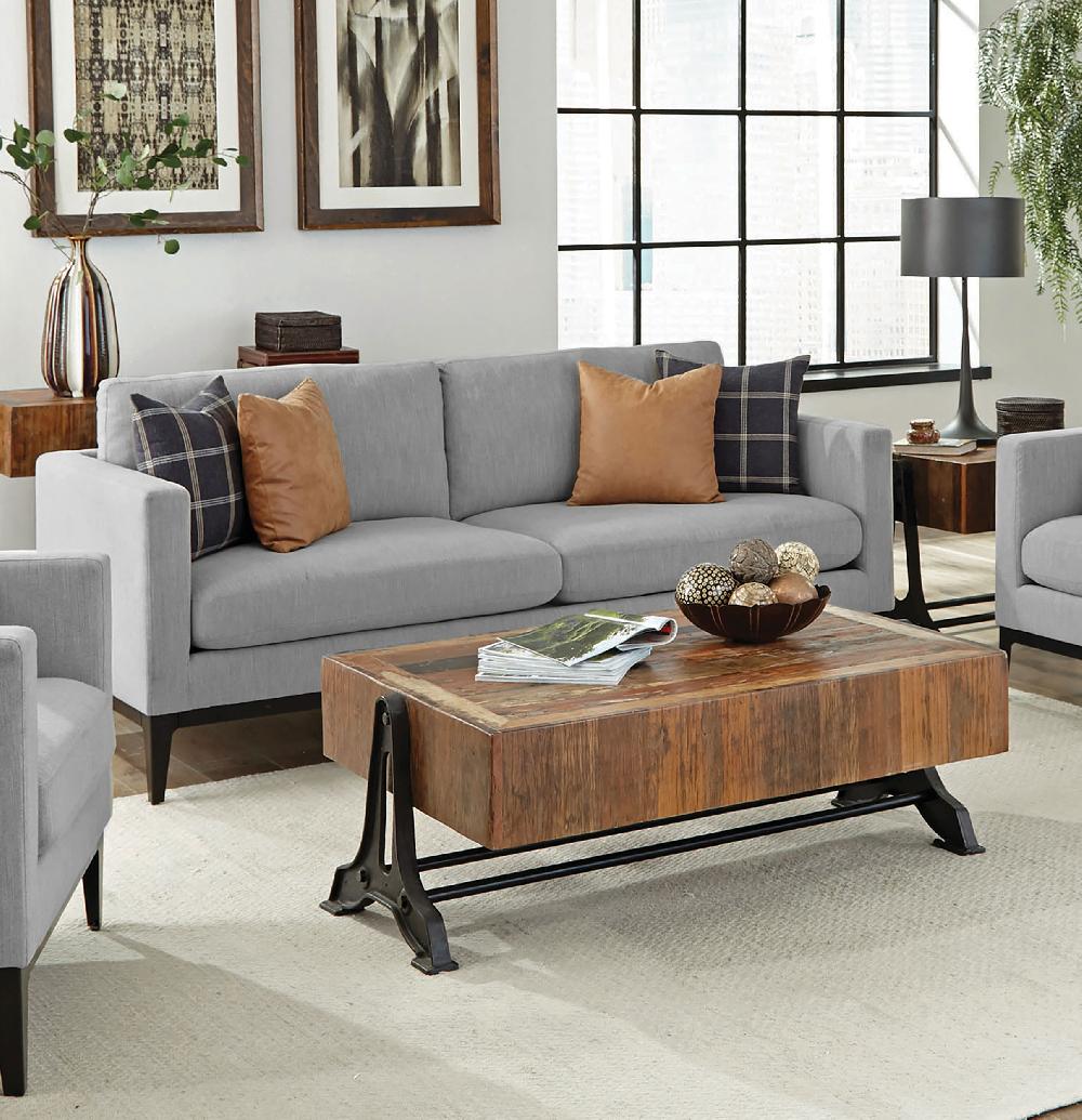 Coaster Apperson Upholstered Track Arm Sofa Light Grey