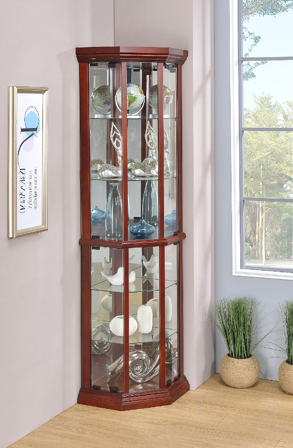 Coaster Appledale 6-shelf Corner Curio Display Cabinet Medium Brown