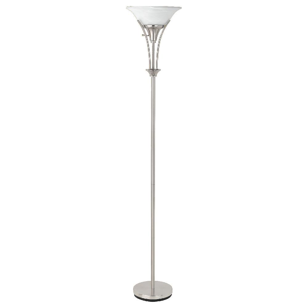 coaster Archie 71-inch Frosted Torchiere Floor Lamp Brushed Steel