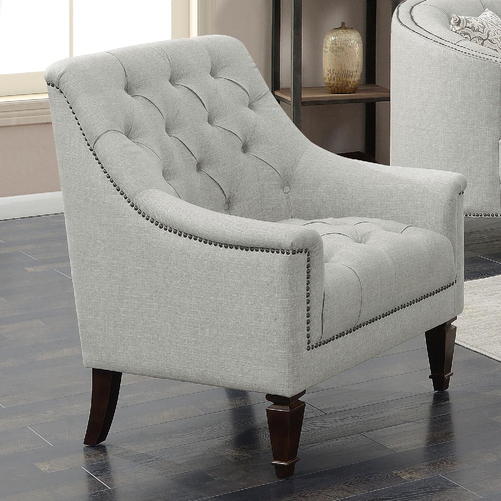 Coaster Avonlea Fabric Upholstered Sloped Arm Chair Grey Fabric