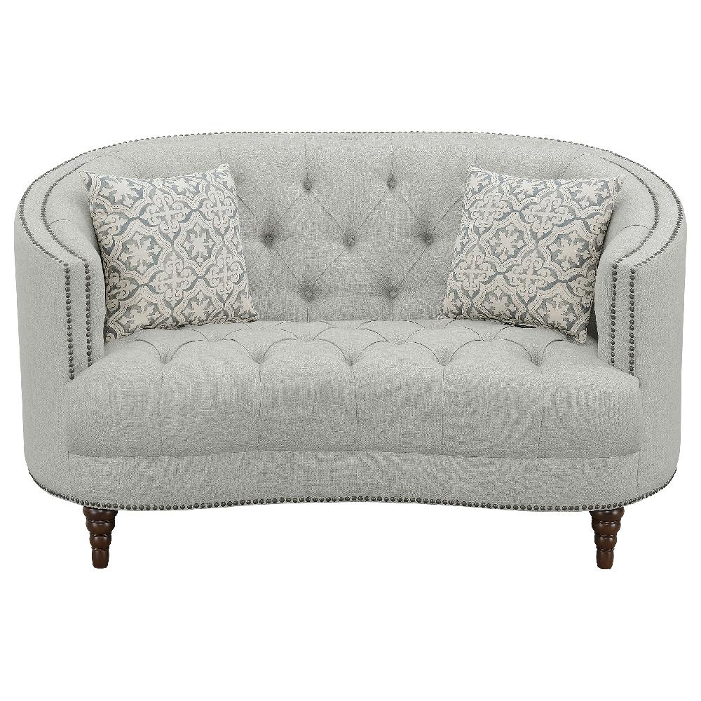 Coaster Avonlea Upholstered Sloped Arm Loveseat Grey Fabric