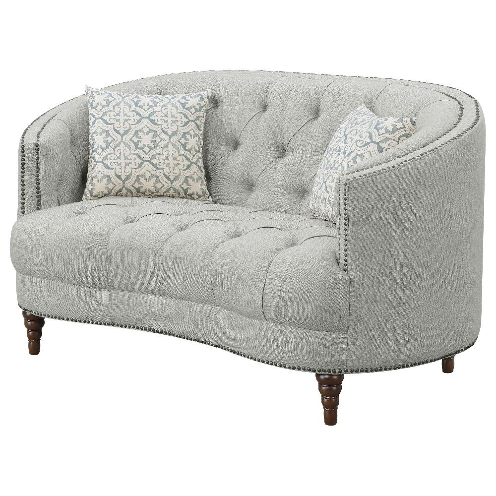Coaster Avonlea Upholstered Sloped Arm Loveseat Grey Fabric