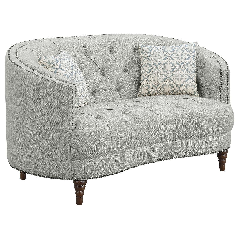 coaster Avonlea Upholstered Sloped Arm Loveseat Grey Fabric
