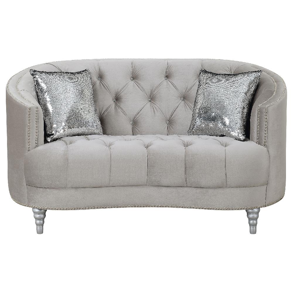 Coaster Avonlea Upholstered Sloped Arm Loveseat Grey Velvet