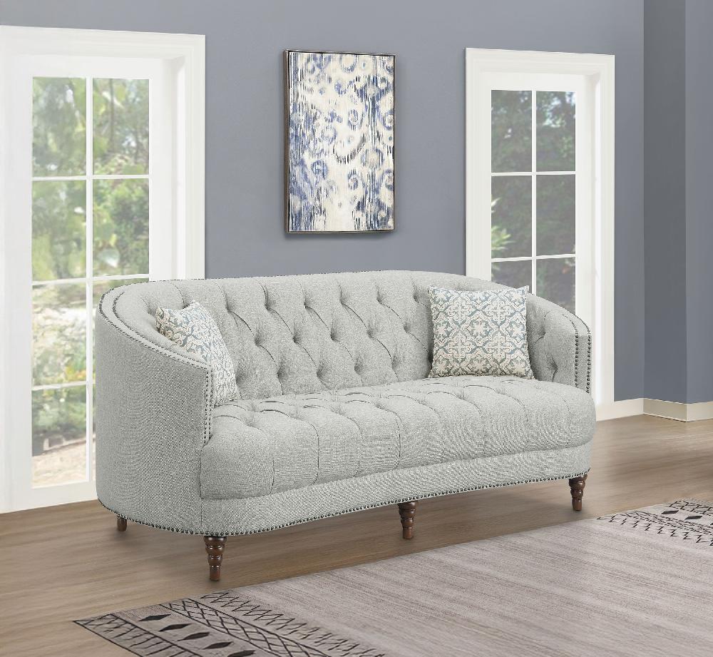 Coaster Avonlea Upholstered Sloped Arm Sofa Grey Fabric