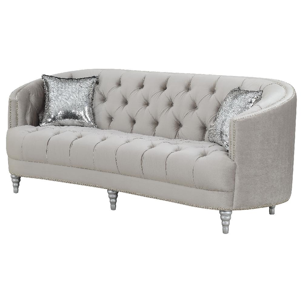 Coaster Avonlea Upholstered Sloped Arm Sofa Grey Velvet