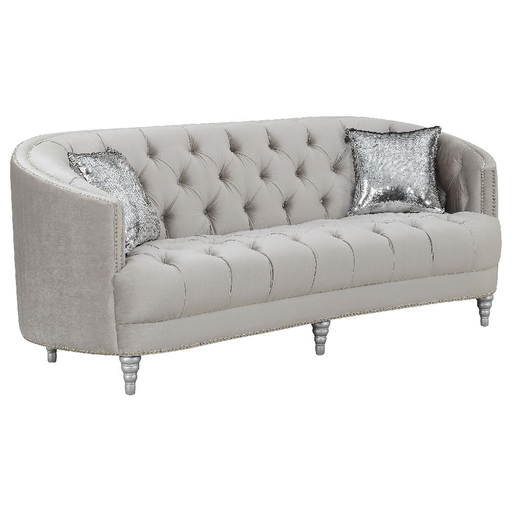 coaster Avonlea Upholstered Sloped Arm Sofa Grey Velvet