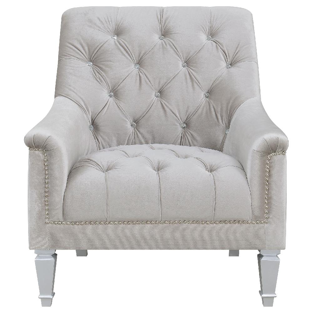 Coaster Avonlea Velvet Upholstered Sloped Arm Chair Grey Velvet