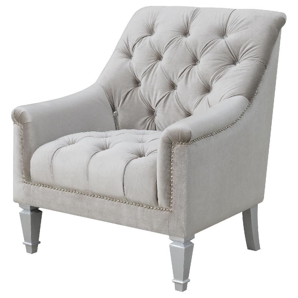 Coaster Avonlea Velvet Upholstered Sloped Arm Chair Grey Velvet