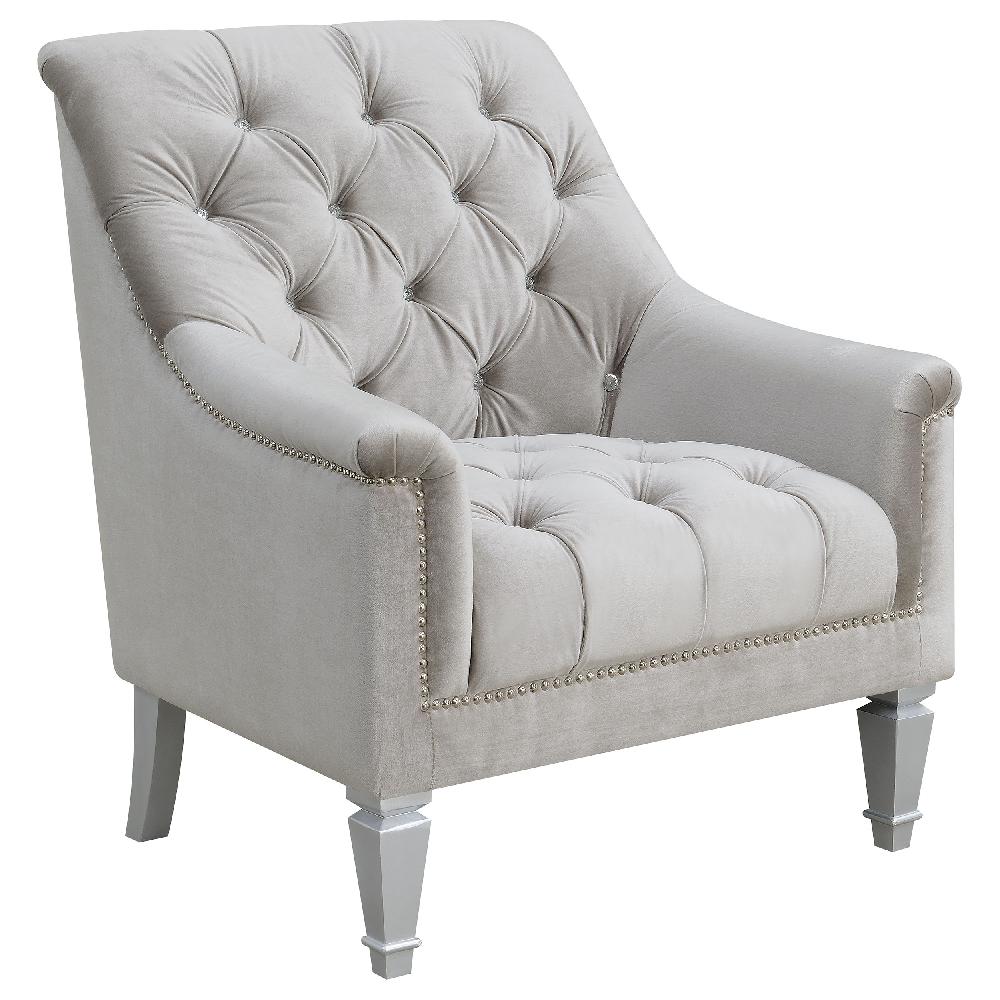 coaster Avonlea Velvet Upholstered Sloped Arm Chair Grey Velvet
