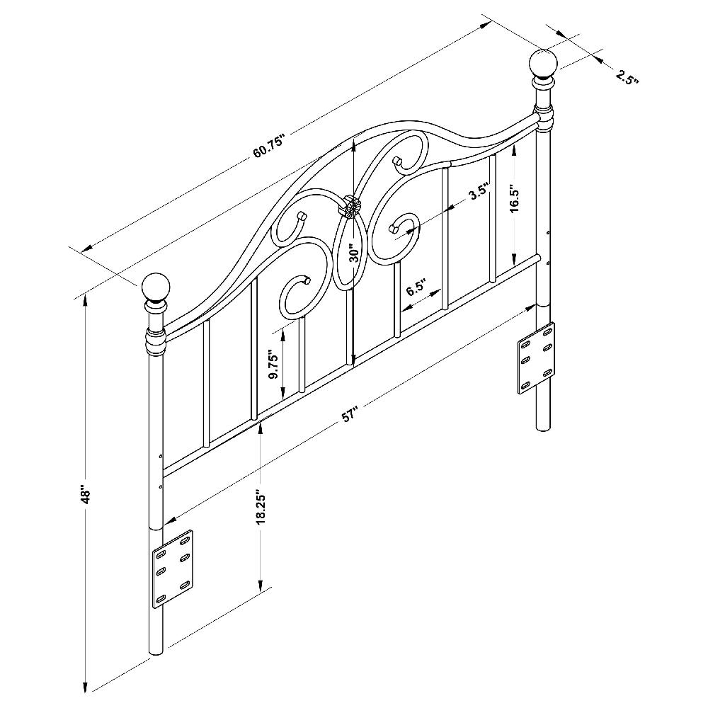 Coaster Bailey Metal Queen Or Full Open Frame Headboard Black