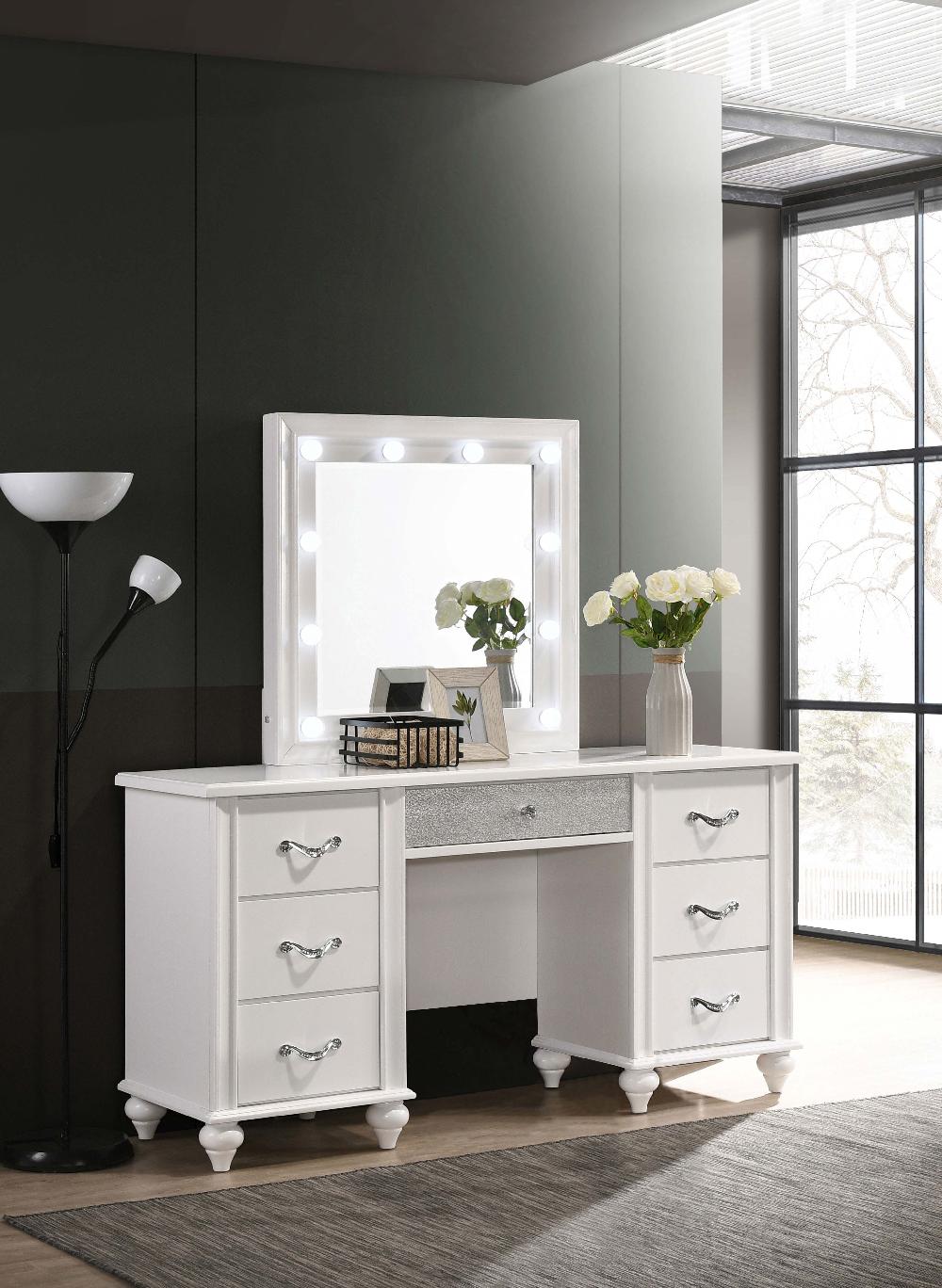 Coaster Barzini 7-drawer Vanity Set With Lighting White