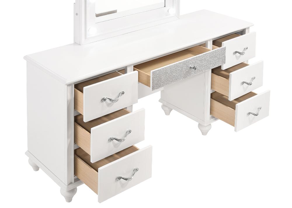 Coaster Barzini 7-drawer Vanity Set With Lighting White