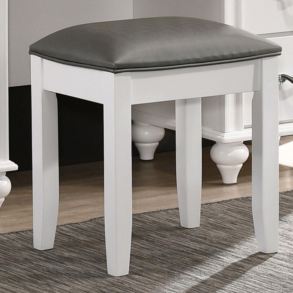 Coaster Barzini Upholstered Vanity Stool Metallic And White