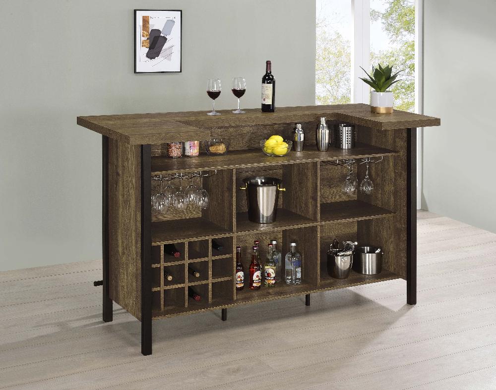 Coaster Bellemore Freestanding Home Bar Wine Cabinet Rustic Oak