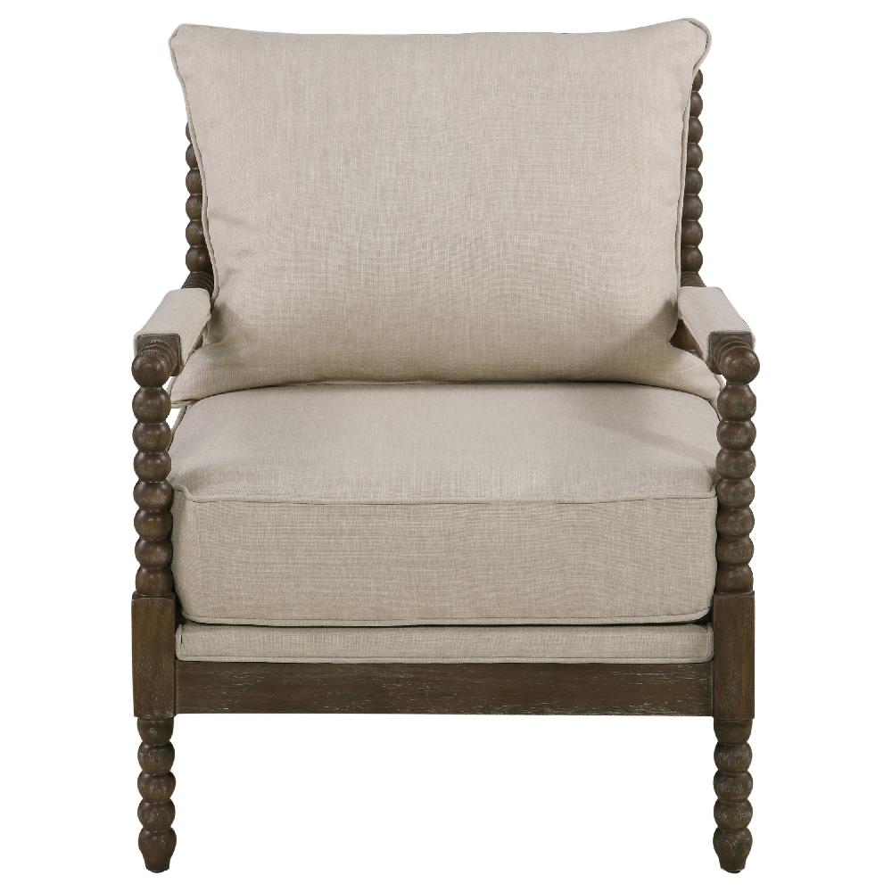 Coaster Blanchett Upholstered Bobbin Accent Chair Beige And Natural