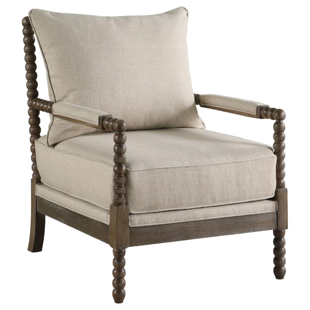 coaster Blanchett Upholstered Bobbin Accent Chair Beige and Natural