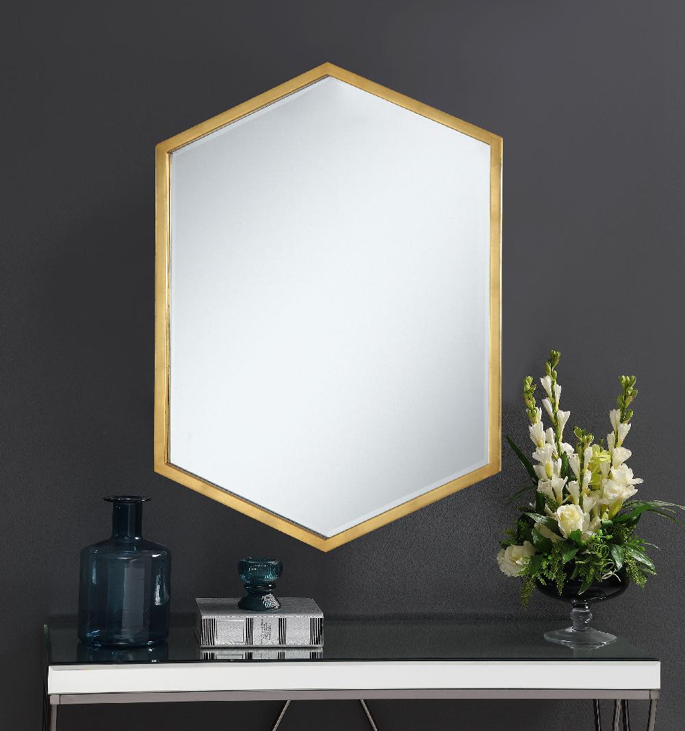 Coaster Bledel 24 X 34 Inch Hexagonal Wall Mirror Gold