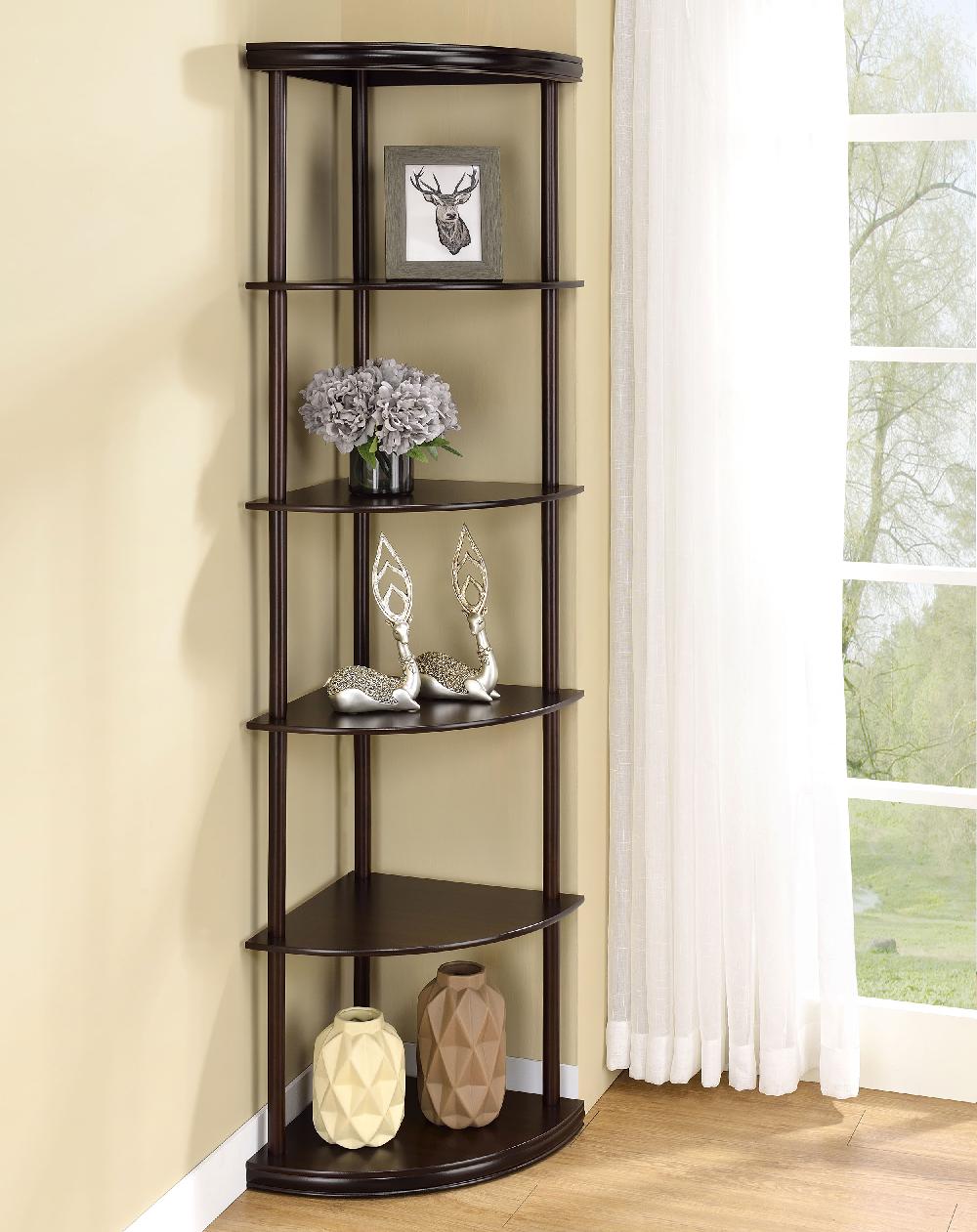 Coaster Bonwick 72-inch 5-shelf Corner Bookshelf Cappuccino