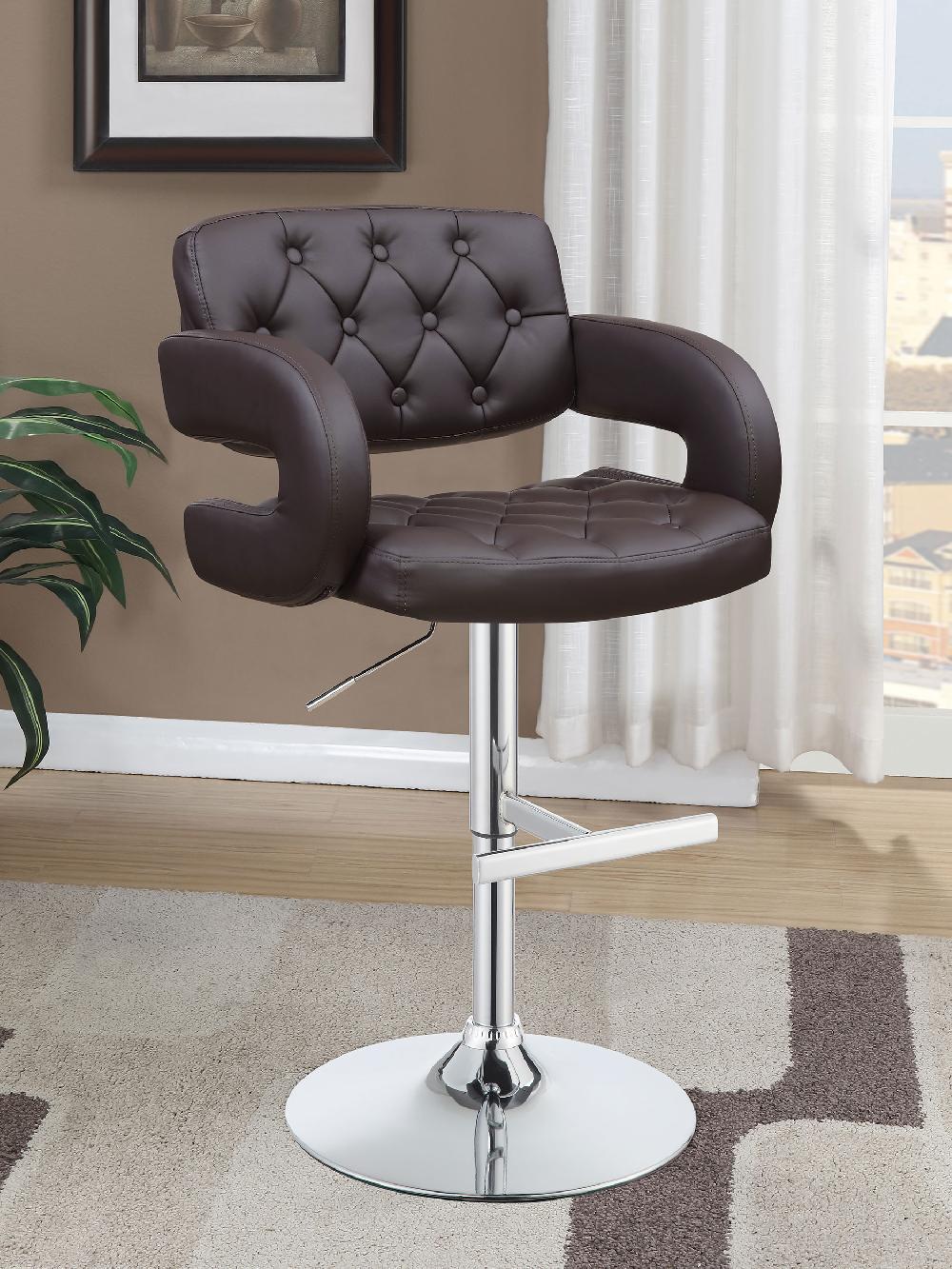 Coaster Brandi Adjustable Bar Stool Chrome And Brown