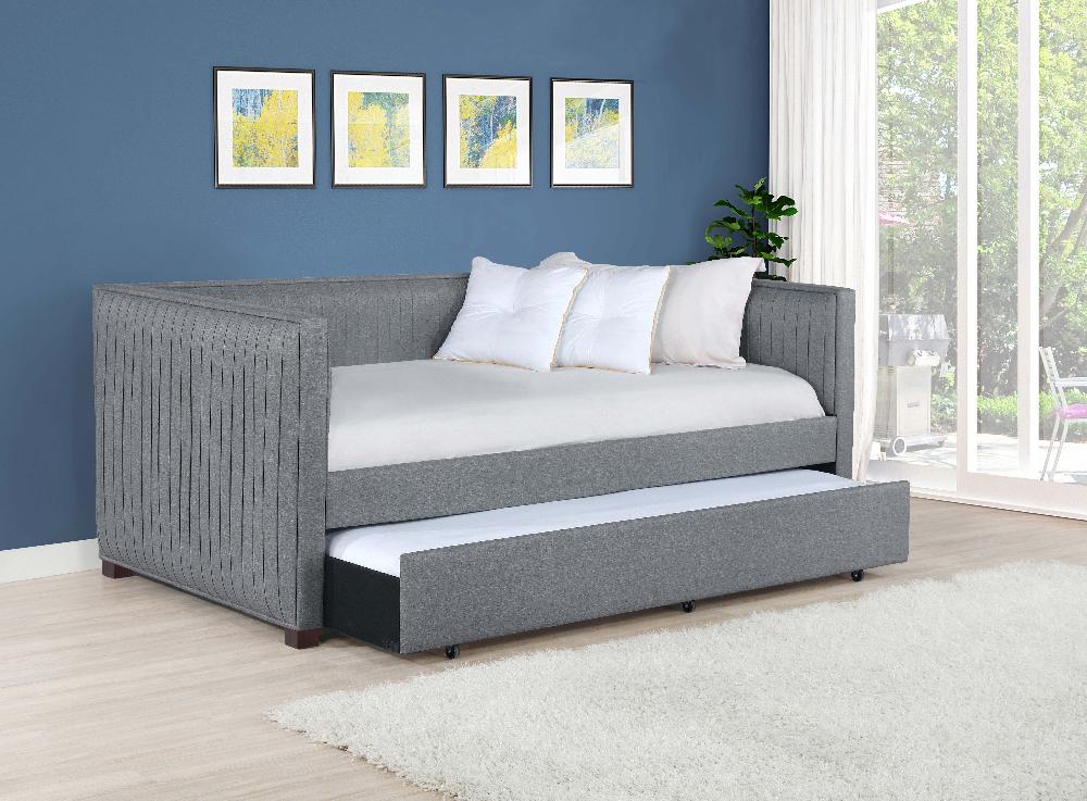 Coaster Brodie Upholstered Twin Daybed With Trundle Grey