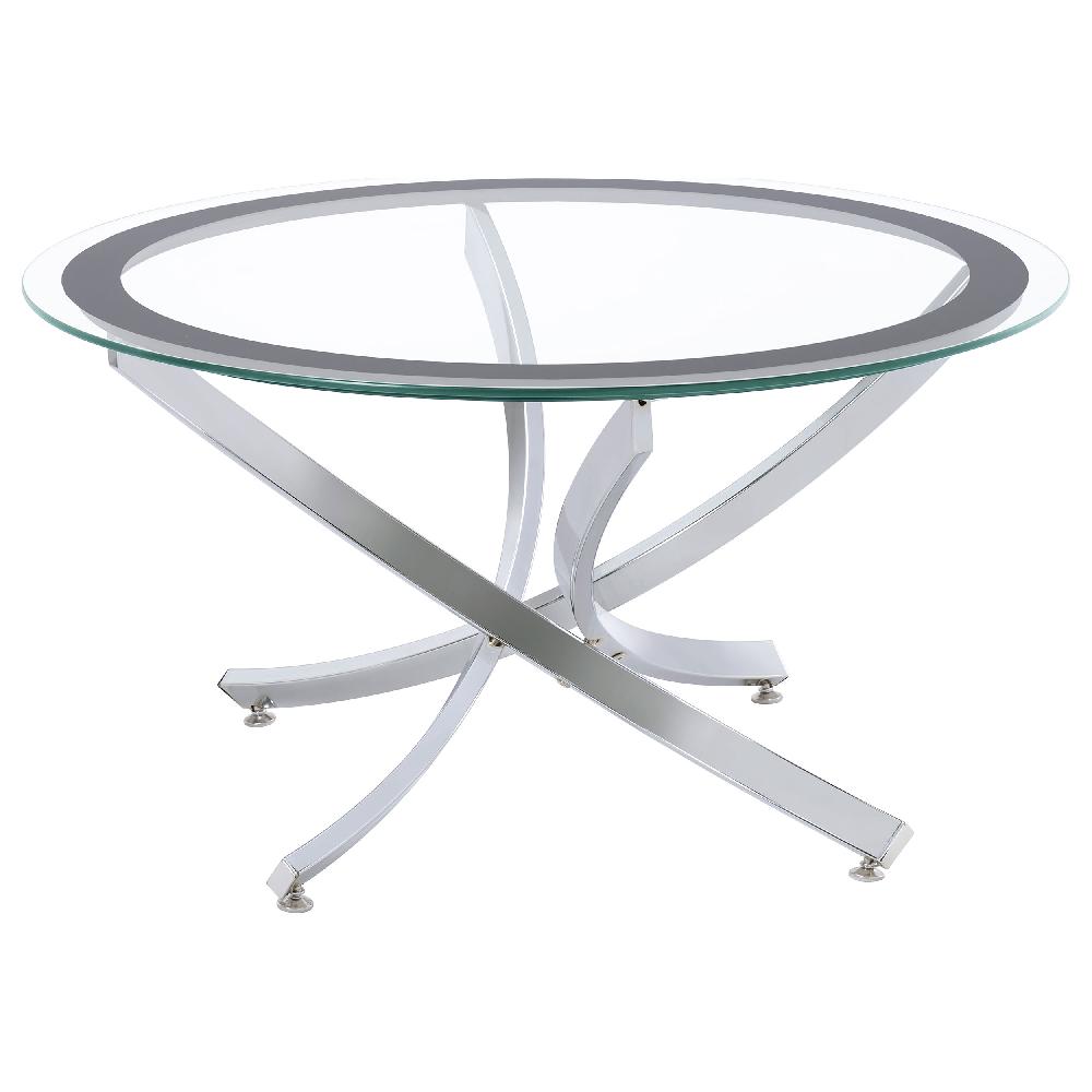 coaster Brooke Round Glass Top Coffee Table Metal Base Chrome