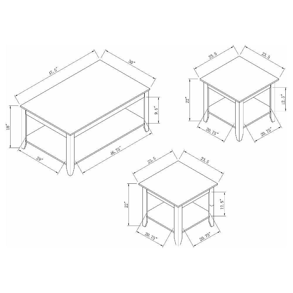 Coaster Brooks 3-piece Rectangular Coffee Table Set Cappuccino