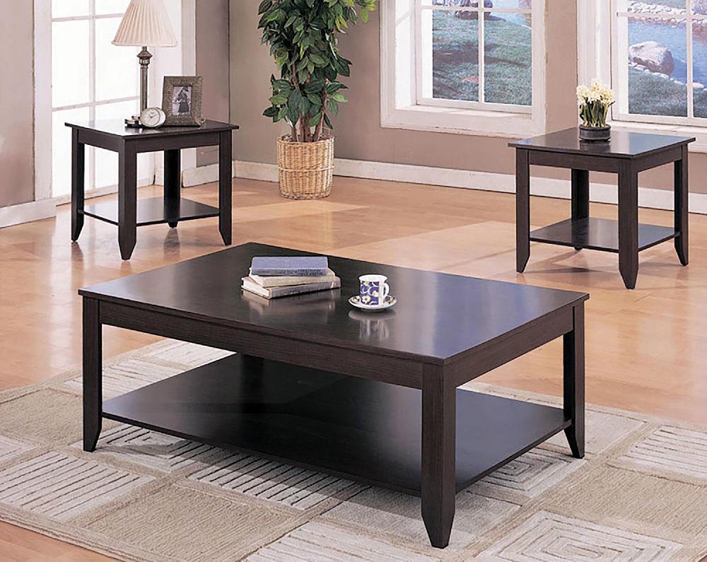 coaster Brooks 3-piece Rectangular Coffee Table Set Cappuccino