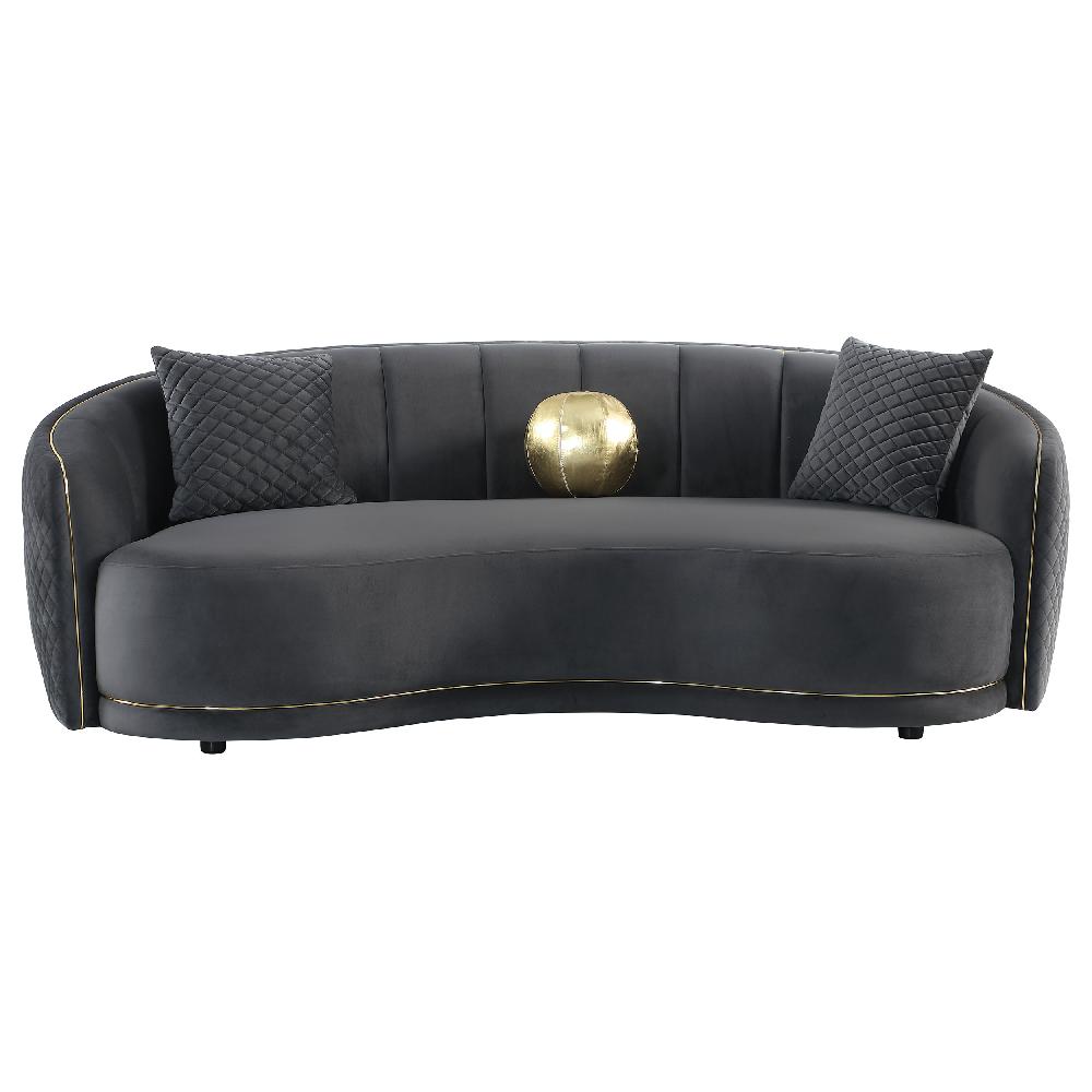 Coaster Brookside Velvet Upholstered Curved Sofa Dark Grey