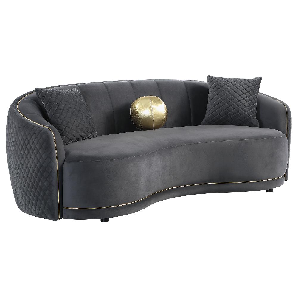 coaster Brookside Velvet Upholstered Curved Sofa Dark Grey