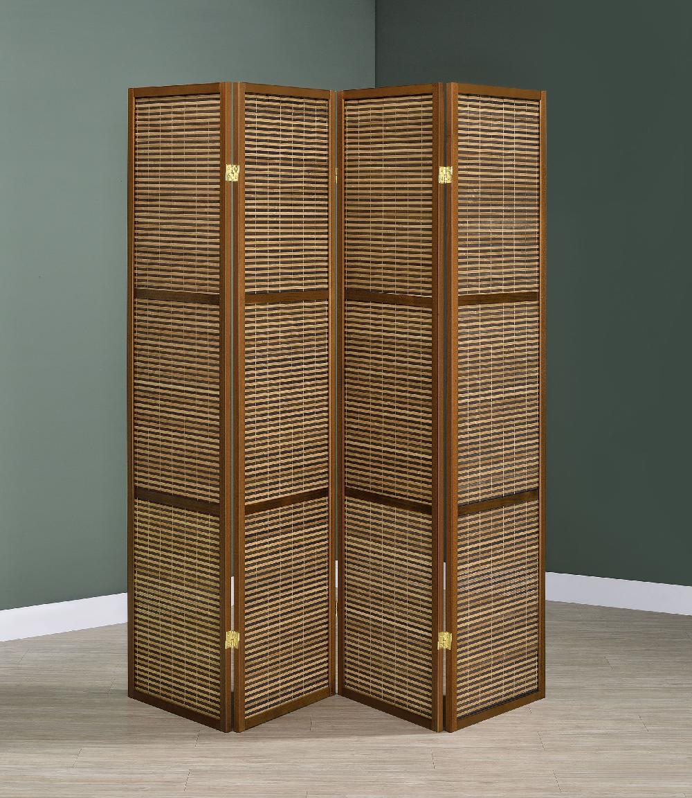 Coaster Browning 4-panel Bamboo Room Divider Folding Screen Walnut