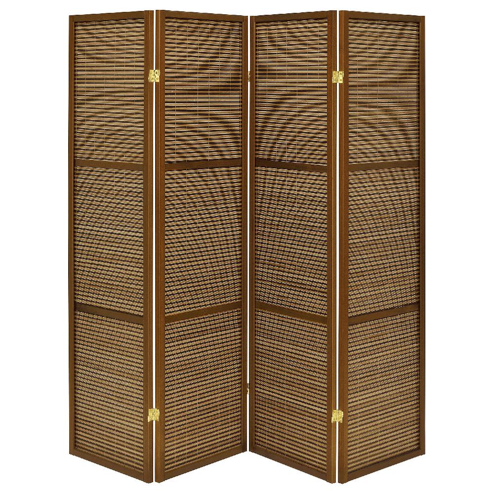 Coaster Browning 4-panel Bamboo Room Divider Folding Screen Walnut