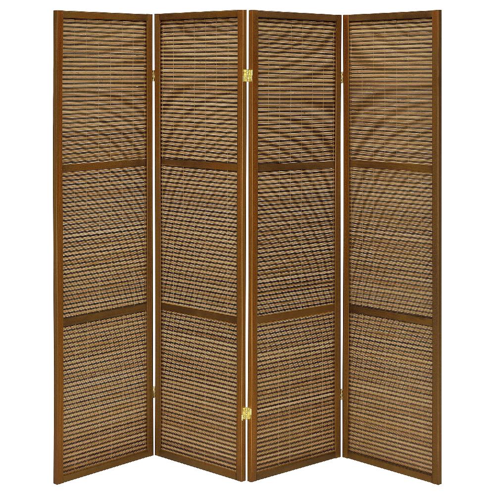 Coaster Browning 4-panel Bamboo Room Divider Folding Screen Walnut