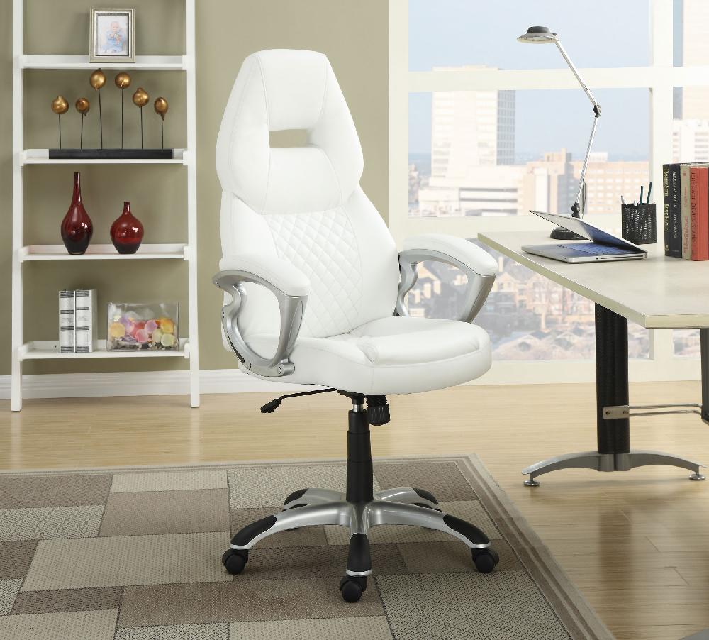 Coaster Bruce Upholstered Adjustable Home Office Desk Chair White