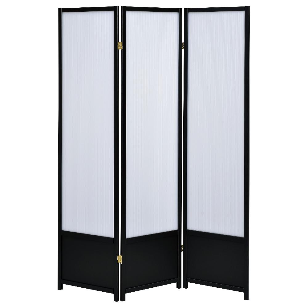 Coaster Calix 3-Panel Room Divider Folding Shoji Screen Black