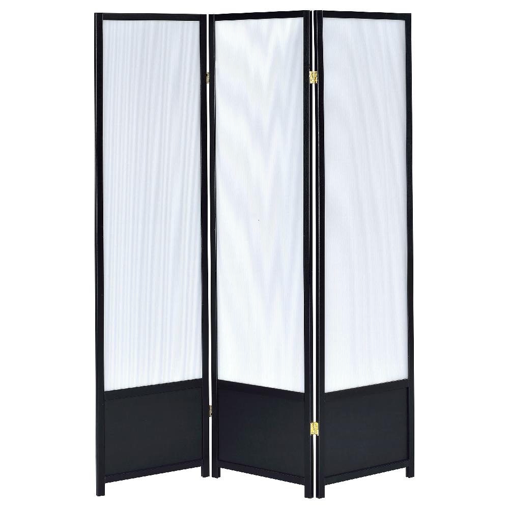 Coaster Calix 3-Panel Room Divider Folding Shoji Screen Black
